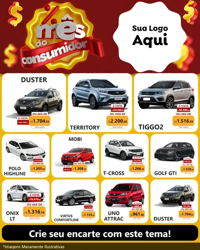 Modelo de Rede Social para Feed Instagram com o tema Mês do consumidor para Concessionaria de Carros