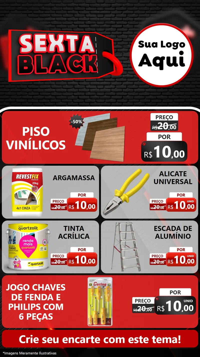 Modelo de TV para TV Vertical com o tema Sexta Black para Material para Construção