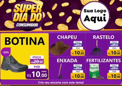 Modelo de Encarte para Encarte A4 Horizontal com o tema Super Dia do Consumidor para Agropecuária