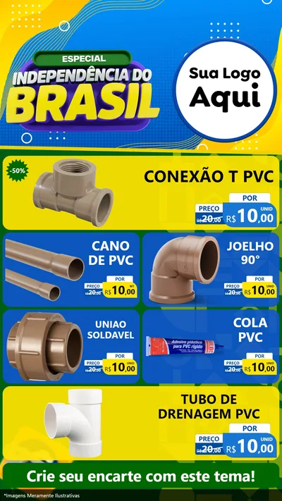 Modelo de TV para TV Vertical com o tema Especial Independência do Brasil para Tubos e conexões
