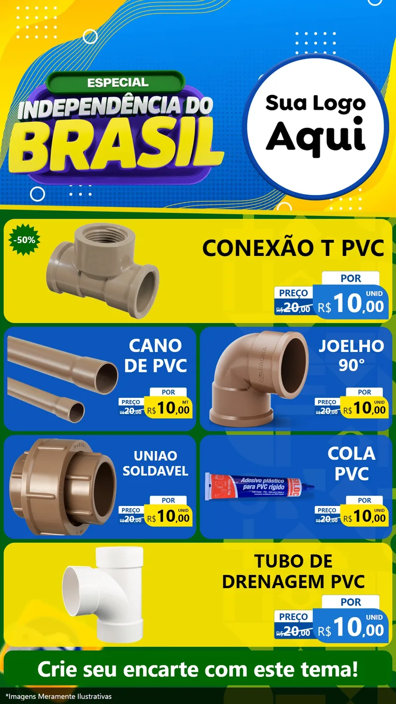 Modelo de TV para TV Vertical com o tema Especial Independência do Brasil para Tubos e conexões