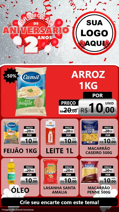 Modelo de Rede Social para Stories com o tema Promoção de Aniversário - 2 Anos para Supermercado