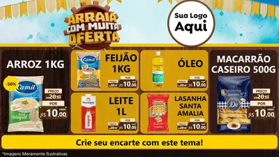Modelo de TV para TV Horizontal com o tema Ofertas de São João - Junina para Supermercado