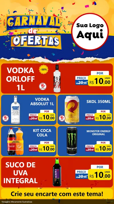 Modelo de TV para TV Vertical com o tema Carnaval de Ofertas para Distribuidora de bebidas