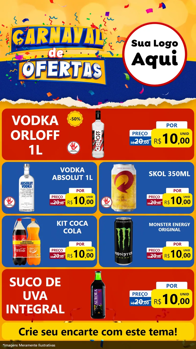 Modelo de TV para TV Vertical com o tema Carnaval de Ofertas para Distribuidora de bebidas