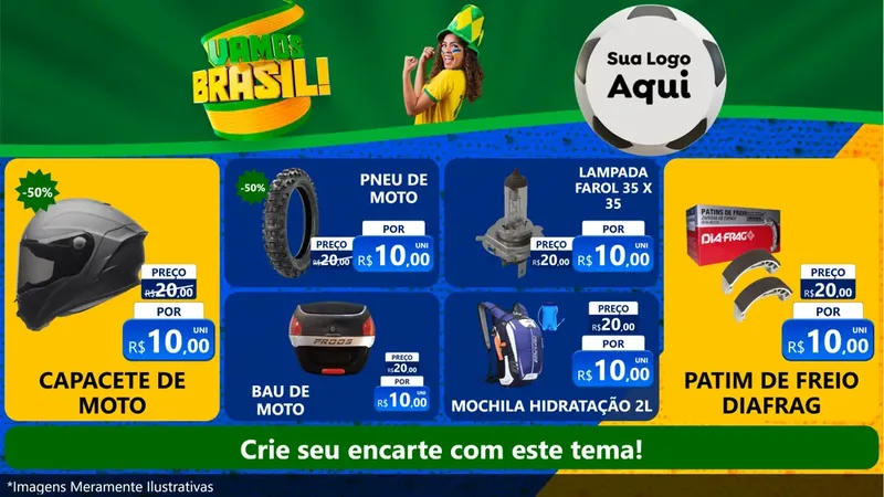 Modelo de TV para TV Horizontal com o tema Vamos Brasil - Copa para Moto peças