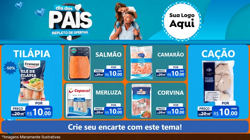 Modelo de TV para TV Horizontal com o tema Dia Dos Pais Repleto de Ofertas para Peixaria