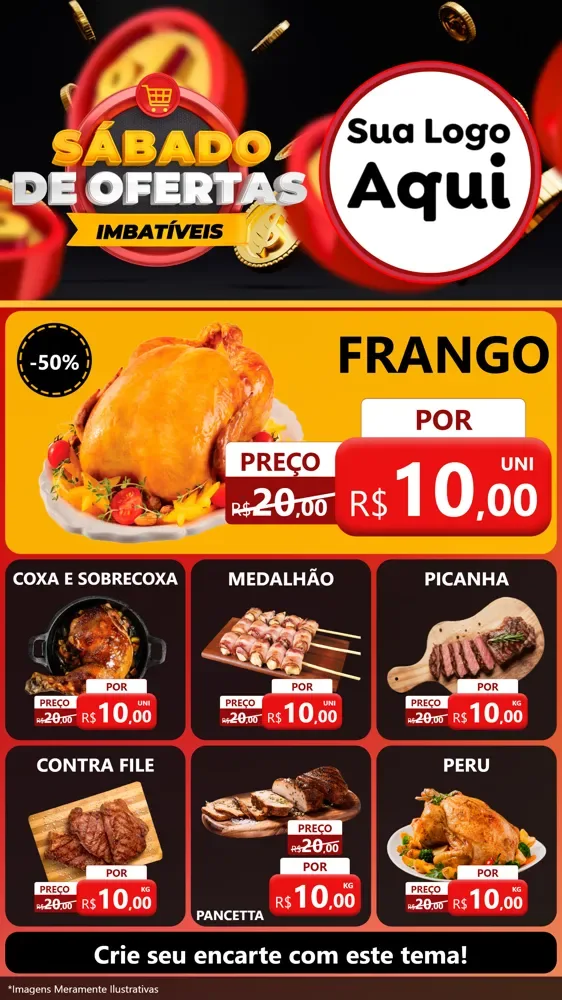 Modelo de Rede Social para Stories com o tema Sábado de Ofertas Imbatíveis para Assados