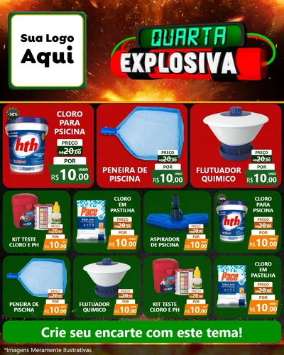 Modelo de Rede Social para Feed Instagram com o tema Quarta Explosiva para Produtos para Piscina