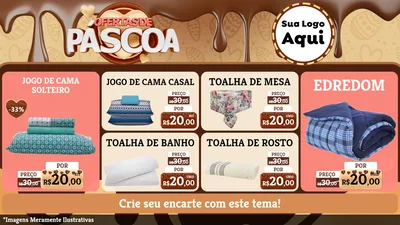 Modelo de TV para TV Horizontal com o tema Ofertas de Páscoa para Cama, Mesa e Banho