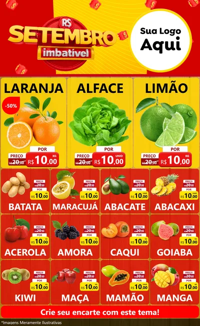 Modelo de Encarte para Encarte Grande com o tema Setembro Imbatível para Hortifrúti