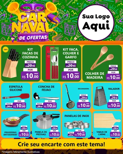 Modelo de Rede Social para Feed Instagram com o tema Carnaval de Ofertas para Utilidades Domésticas