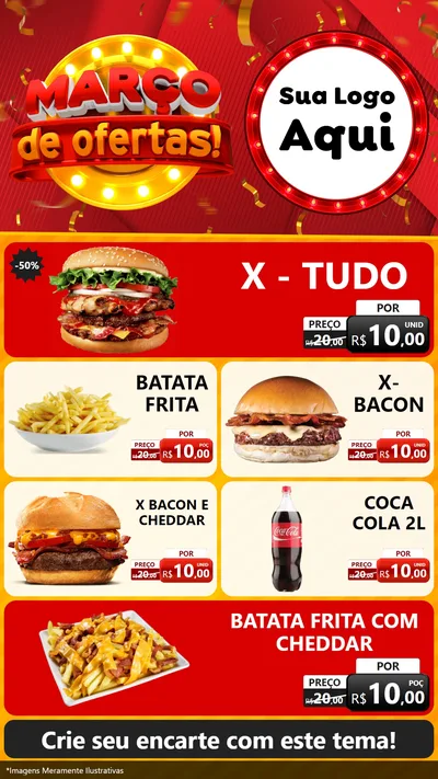 Modelo de TV para TV Vertical com o tema Março de Ofertas! para Hamburgueria