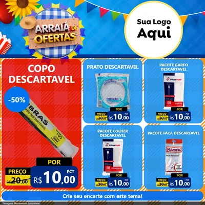 Modelo de Rede Social para Feed Facebook com o tema Arraiá de Ofertas para Embalagens
