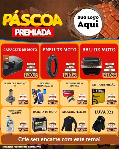 Modelo de Rede Social para Feed Instagram com o tema Páscoa Premiada para Moto peças
