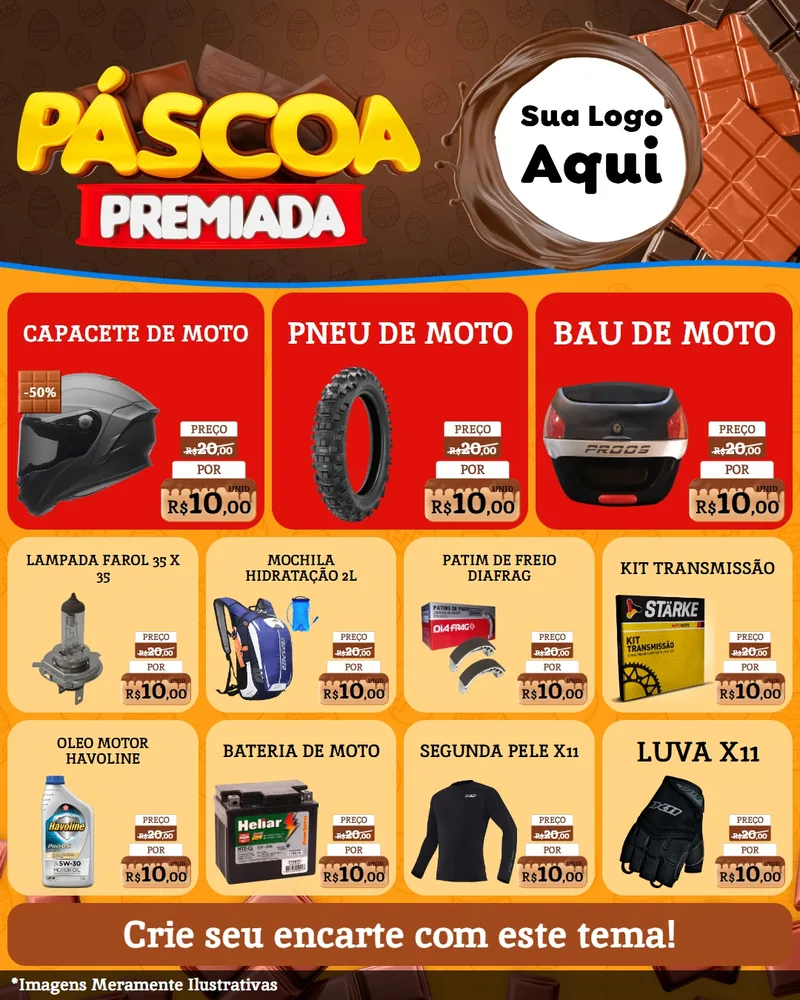 Modelo de Rede Social para Feed Instagram com o tema Páscoa Premiada para Moto peças