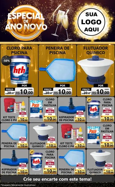 Modelo de Encarte para Encarte Grande com o tema Especial de Ano Novo para Produtos para Piscina