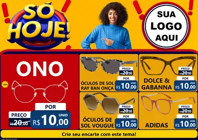 Modelo de Encarte para Encarte A4 Horizontal com o tema Só Hoje! para Óticas