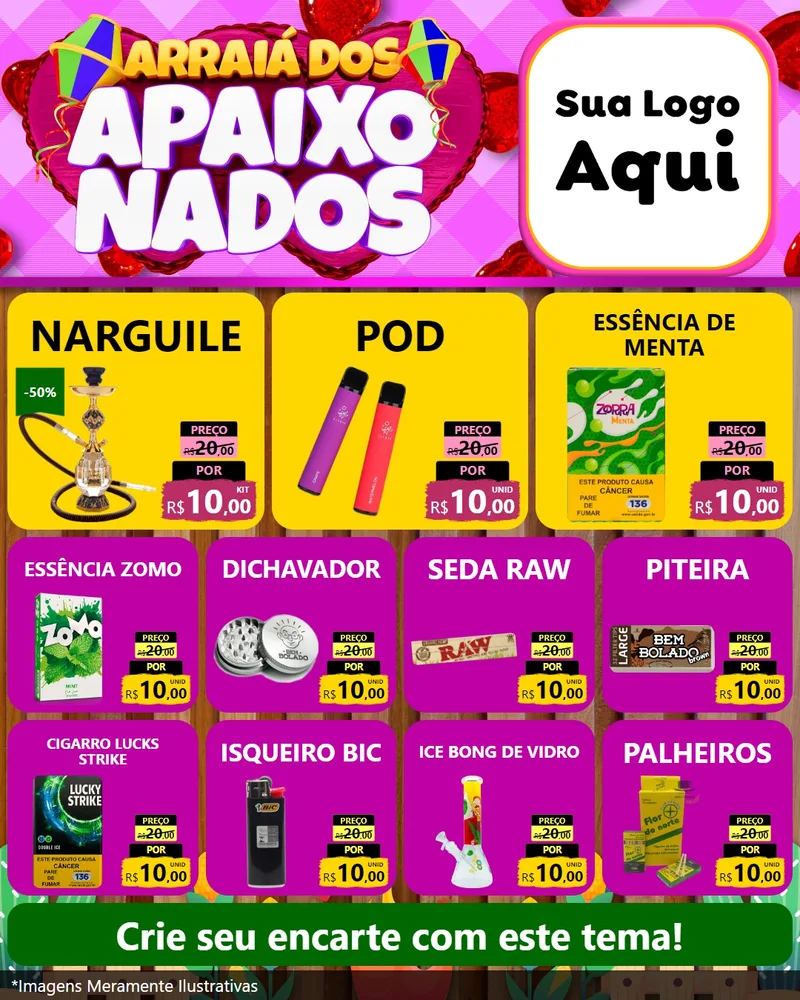 Modelo de Rede Social para Feed Instagram com o tema Arraiá dos Apaixonados para Tabacaria