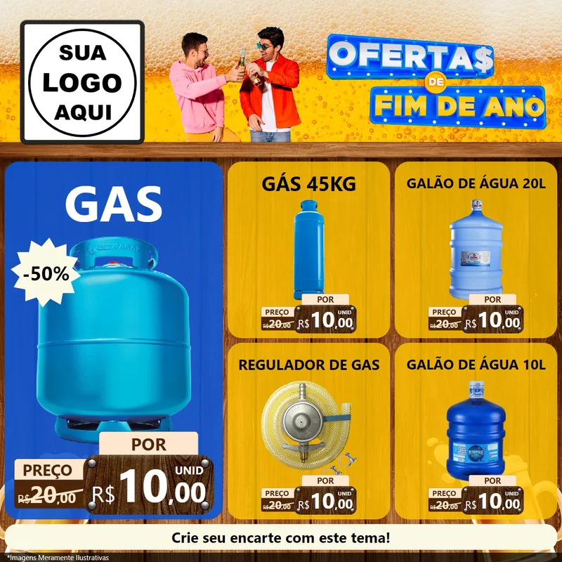 Modelo de Rede Social para Feed Facebook com o tema Ofertas de Fim de Ano para Água e gás