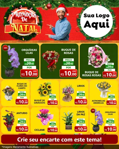 Modelo de Rede Social para Feed Instagram com o tema Promoção de Natal para Floricultura e jardim
