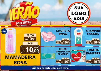 Modelo de Encarte para Encarte A4 Horizontal com o tema Verão de Ofertas para Bebês