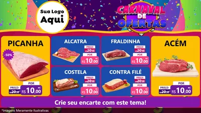 Modelo de TV para TV Horizontal com o tema Carnaval de Ofertas para Açougue