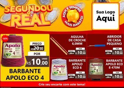 Modelo de Encarte para Encarte A4 Horizontal com o tema Segundou do Real para Armarinho e Aviamentos