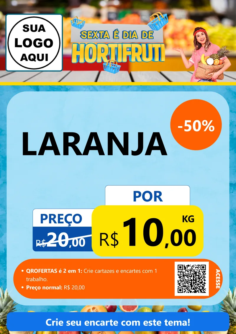 Modelo de Cartaz para Cartaz A4 Vertical com o tema Sexta É Dia de Hortifruti para Hortifrúti