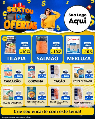 Modelo de Rede Social para Feed Instagram com o tema Sextou de Ofertas para Peixaria