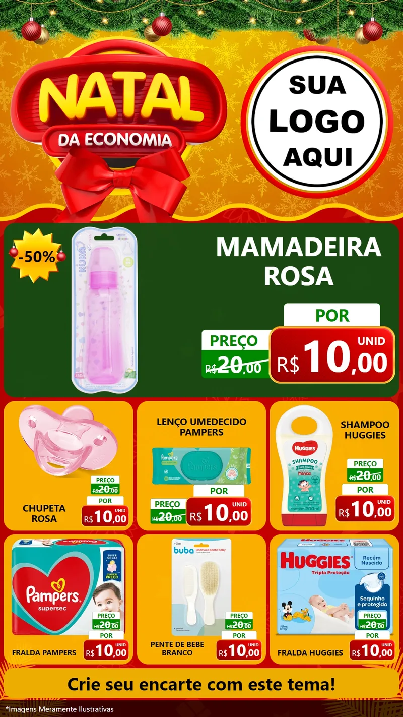 Modelo de Rede Social para Stories com o tema Natal da Economia para Bebês