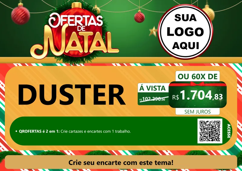 Modelo de Cartaz para Cartaz A4 Horizontal com o tema Ofertas de Natal para Concessionaria de Carros