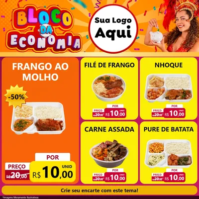 Modelo de Rede Social para Feed Facebook com o tema Bloco da Economia para Restaurante