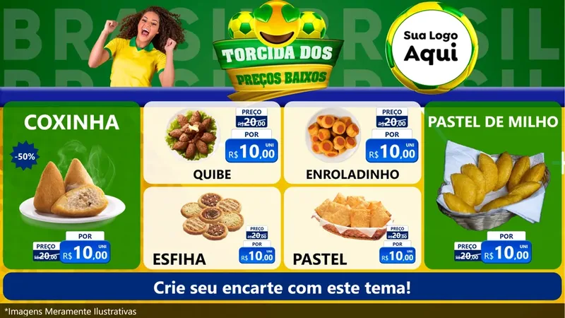 Modelo de TV para TV Horizontal com o tema Torcida dos Preços Baixos - Copa para Salgadaria
