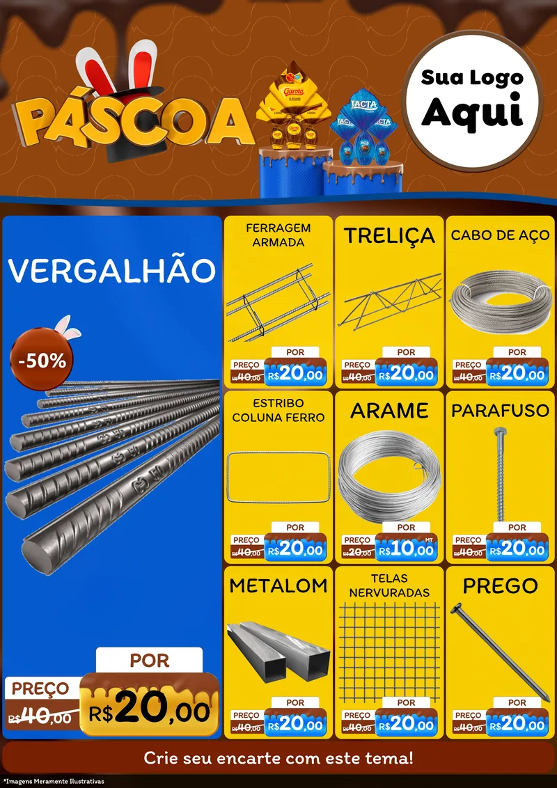 Modelo de Encarte para Encarte A4 Vertical com o tema Páscoa para Ferragens