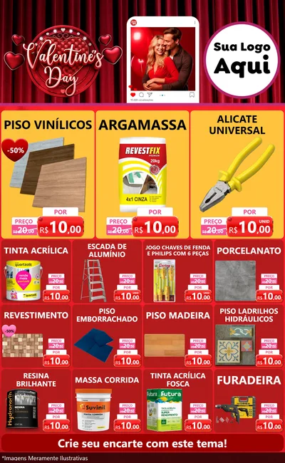 Modelo de Encarte para Encarte Grande com o tema Valentine's Day para Material para Construção