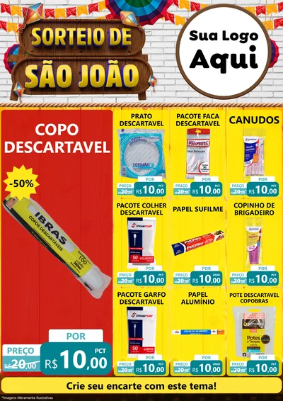 Modelo de Encarte para Encarte A4 Vertical com o tema Sorteio de São João para Embalagens