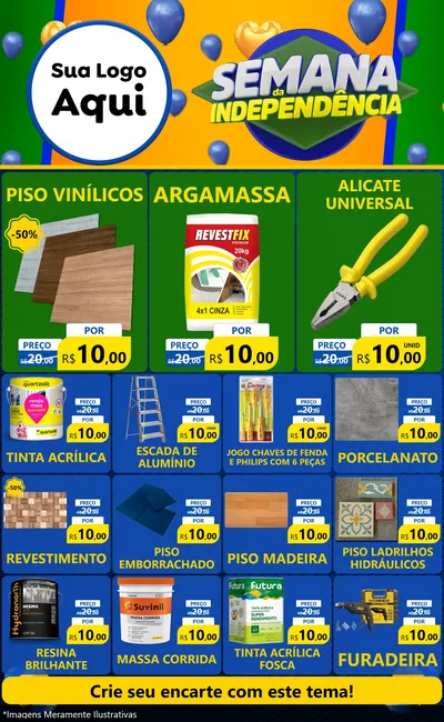 Modelo de Encarte para Encarte Grande com o tema Semana da Independência para Material para Construção