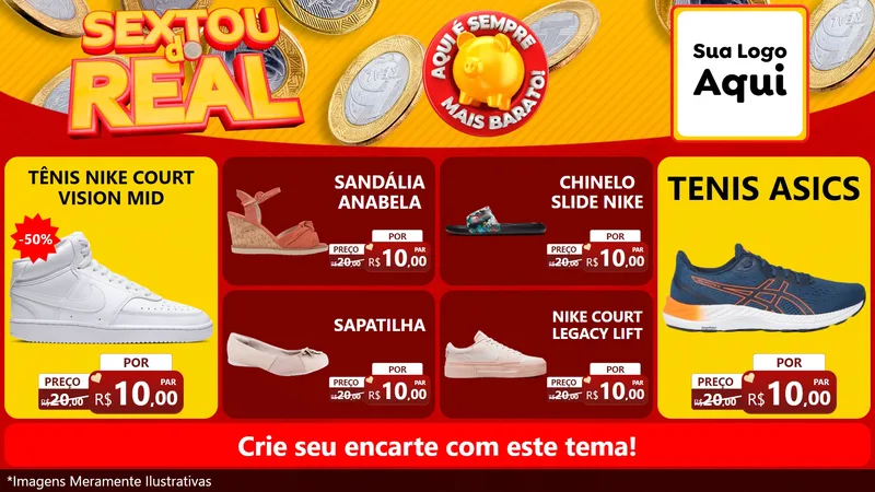 Modelo de TV para TV Horizontal com o tema Sextou do Real para Calçados