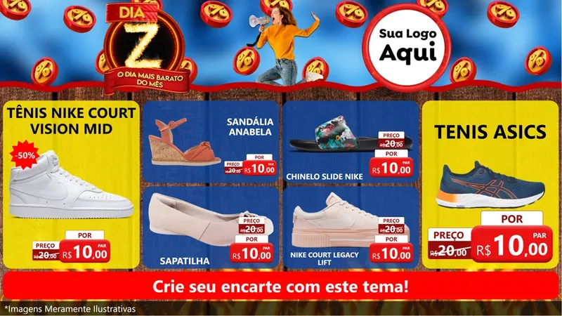 Modelo de TV para TV Horizontal com o tema Dia Z - O Dia Mais Barato Do Mês para Calçados