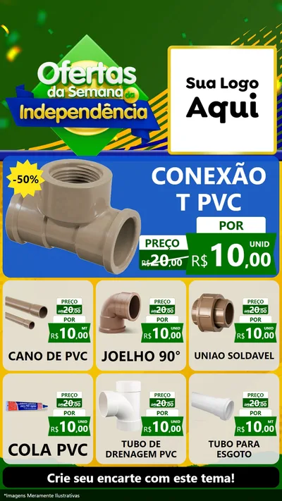 Modelo de Rede Social para Stories com o tema Ofertas da Semana da Independência para Tubos e conexões