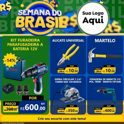 Modelo de Rede Social para Feed Facebook com o tema Semana Do Brasil para Maquinas e Ferramentas