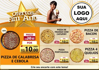 Modelo de Encarte para Encarte A4 Horizontal com o tema Ofertas Fim de Ano para Pizzaria