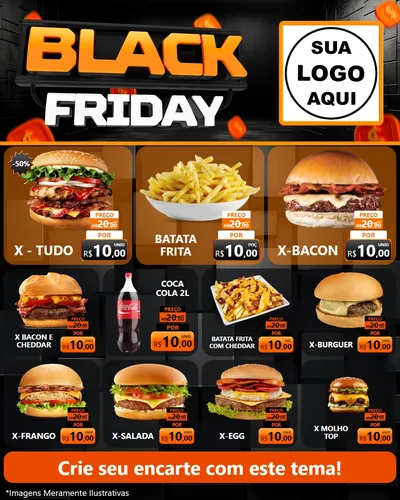 Modelo de Rede Social para Feed Instagram com o tema Black Friday para Hamburgueria