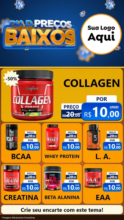 Modelo de Rede Social para Stories com o tema Dia D Preço Baixo para Suplementos alimentares