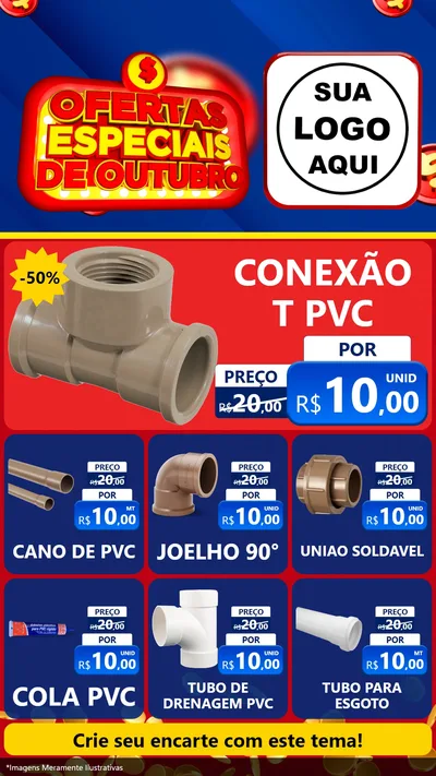 Modelo de Rede Social para Stories com o tema Ofertas Especiais de Outubro para Tubos e conexões