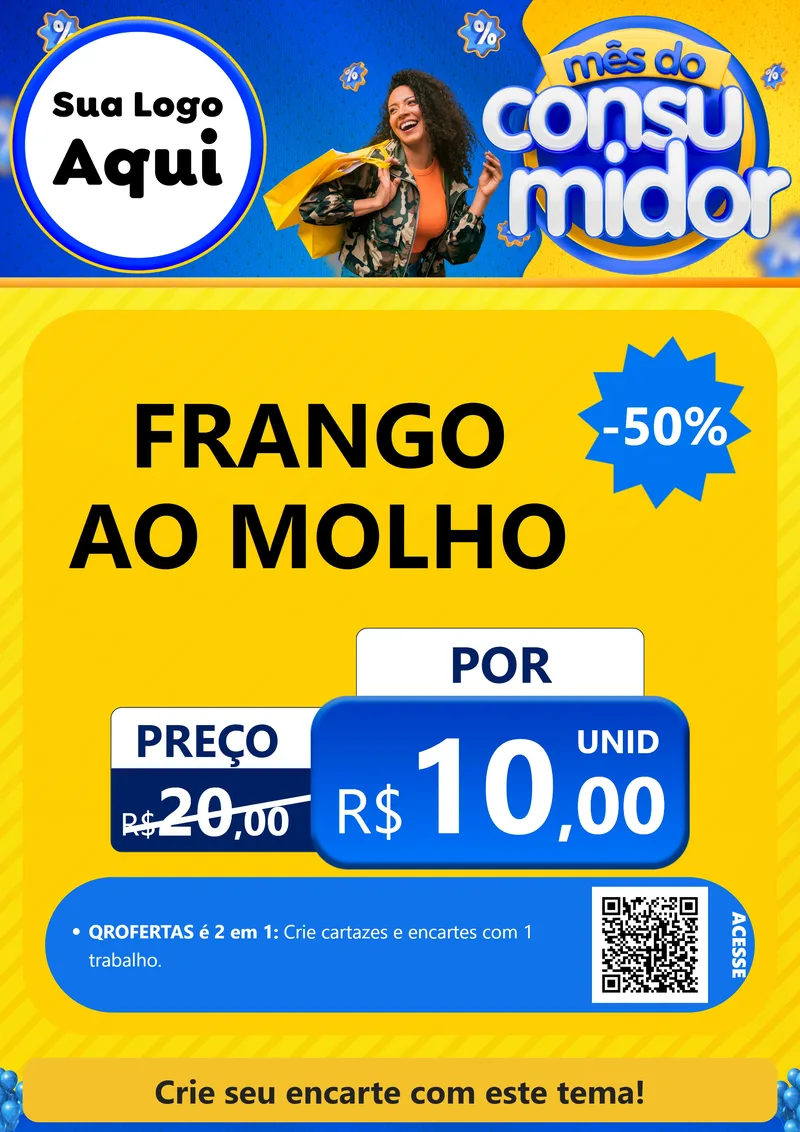 Modelo de Cartaz para Cartaz A4 Vertical com o tema Mês do Consumidor para Restaurante