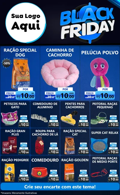 Modelo de Encarte para Encarte Grande com o tema Black Friday para Pet Shop