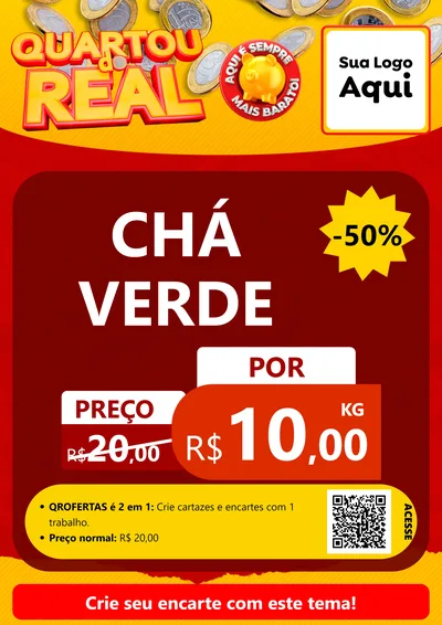 Modelo de Cartaz para Cartaz A4 Vertical com o tema Quartou do Real para Produtos Naturais