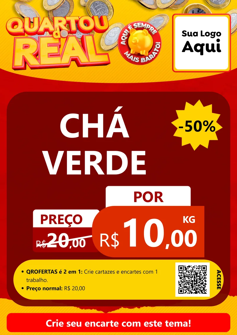 Modelo de Cartaz para Cartaz A4 Vertical com o tema Quartou do Real para Produtos Naturais